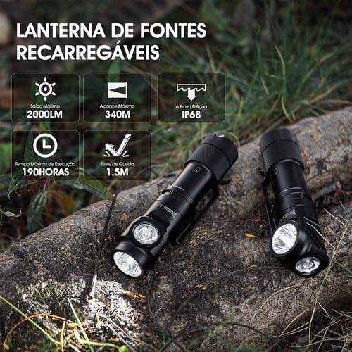 WUBEN L1 Lanterna Recarregável De Alto Lúmen, Lanterna Tática Mais Brilhante De 2000 Lúmens, Lantern