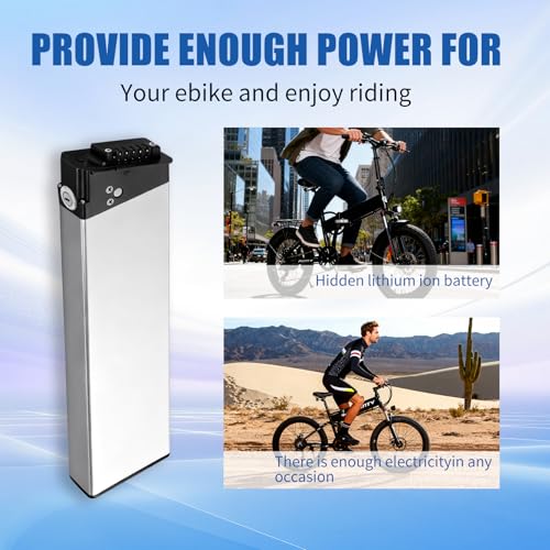 Image of 48v Ebike Battery 13Ah Folding Electric Bike Lithium Battery Pack with 30A BMS, Security Lock for 0-350W Motor Electric Bicycles Silver