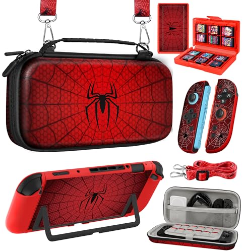 Gurgitat 6in1 Kits Accessories Bundle for Nintendo Switch 2 2025 - Cute Carrying Case, Protective Cover, Grips, Thumb Grips, 24 Game Holder, Shoulder Strap Teens Boys Girls, Red [video game] by Gurgitat - Used condition - US$33.24
