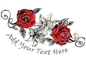 Personalized Floral Temporary Tattoo | Add Custom Text to Long-Lasting Waterproof Tats...