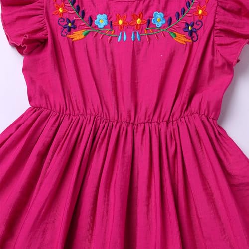 IKADEX Kids Baby Girls Mexican Embroidered Dress Flutter Sleeve Ruffle A-line Cinco de Mayo Dress4