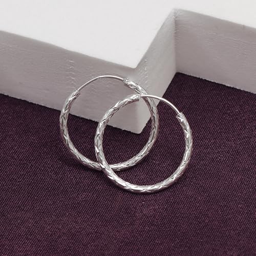 Image of TRUESILVER ACPL Elegant Silver Hoop Earrings for Women & Girls | Stylish Bali Style Jewellery Collection | Gift for Sister, Women & Special Occasions