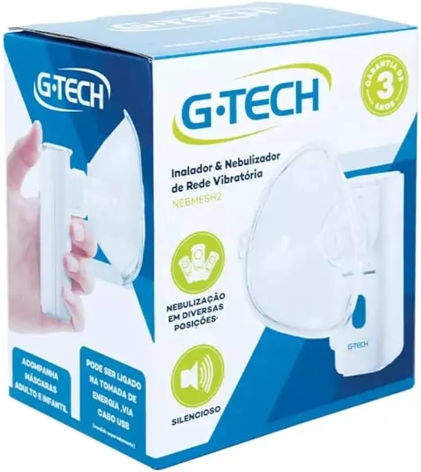 Inalador nebulizador Portátil com Rede Vibratória Mesh, silencioso Cuidados Respiratórios, G.Tech