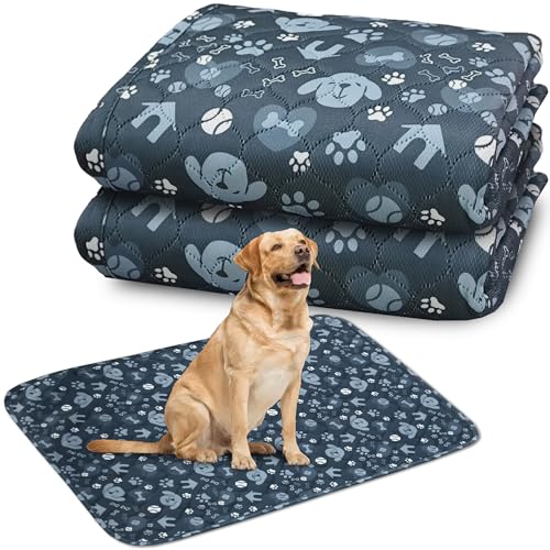 Washable Puppy Dog Pee Pad, 2PCS 100% Waterproof Potty Training Mat for All Dogs, Quick Drying Reusable Mattress Pads, Highly Absorbent Under Pads for Indoor, Outdoor Non-Slip Whelping Pads 20”x28