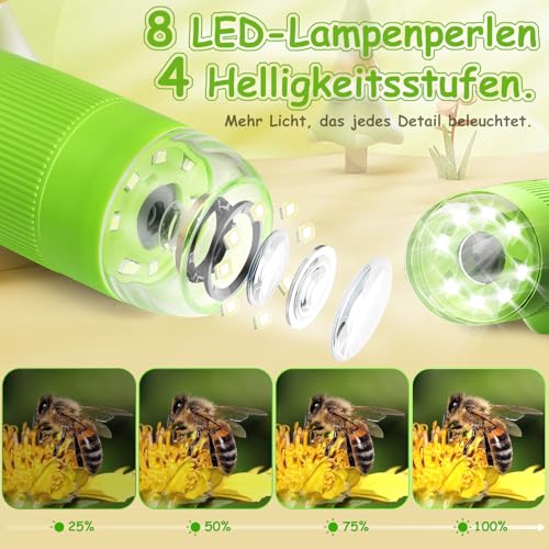 Mucek Handy Mikroskop für Kinder, 1000X Mikroskop Kinder, 2,0 IPS-Bildschirm Taschenmikroskop, 2MP Lens Pixels 8 LEDs Kindermikroskop, 4 Stufen einstellbar USB-Anschluss an PC, mikroskop Kinder ab 8