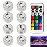 8 PCS Small Submersible LED Lights with Remote, Hot Tub Lights Underwater, Waterproof Led Llight, Lazy Spa Light for Hot Tub for Pools Aquariums Vases Pond Garden Parties Holidays [Energy Class A]