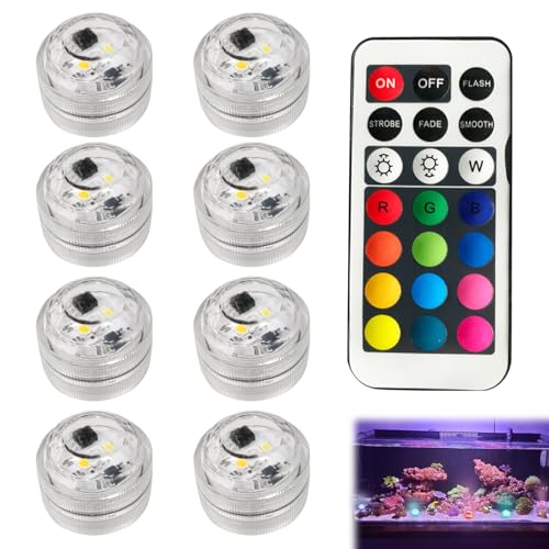 9 PCS Small Submersible LED Lights with Remote, Hot Tub Ligh