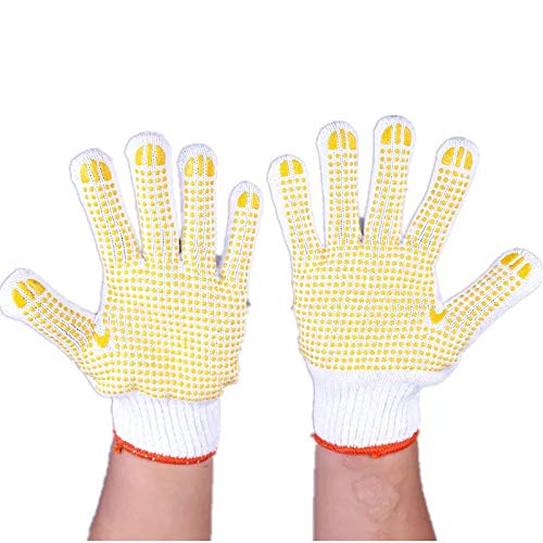WYATT [12 Pairs Work Gloves - Dotted Safety Working Gloves, Firm Grip, Slip Resistant, Heavy Duty Cotton Knit for Unisex (WHITE-YELLOW-RED) (B0B3MCKF2L) Amazon Price History, Amazon Price Tracker