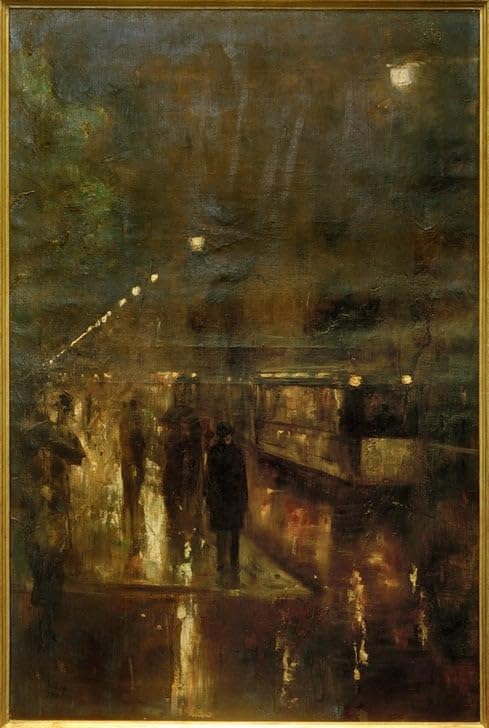 Peinture Berlin nocturne par Lesser Ury toile 60x90cm pour mur salon