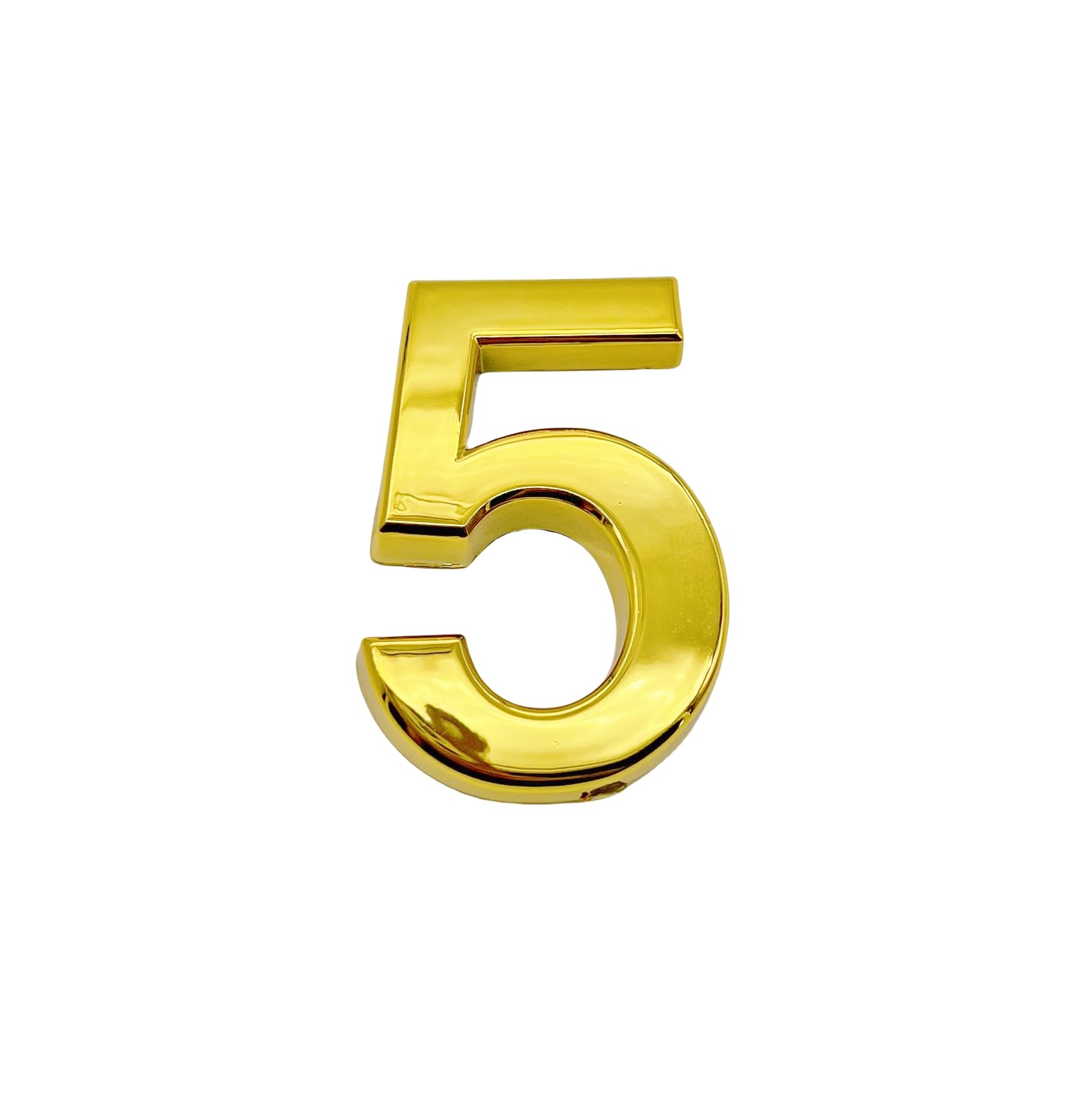 NanTun 3D Gold House Numbers Mailbox Number 5 Self-Adhesive 2 Inch Stickers for Doors and Mailboxes Hotel Room Apartment Office Cars Trucks — image 1