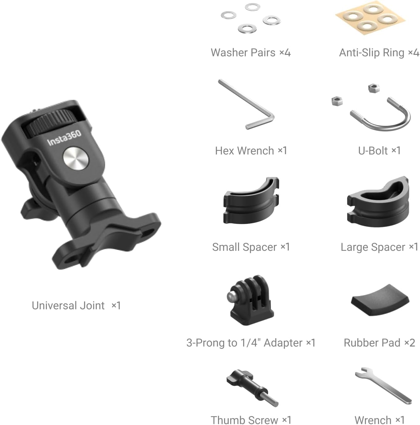 Insta360 Motorrad-U-Bügel-Halterungs-Set, komplette Version, komplettes Montageset X6/X5/X4/X3/X2/X 360 Kameras, kompatibel mit ACE/ACE PRO 2/GO 3/3S/2, DJI OSMO 360/Action 4/3/2 und GoPro 13/12/11