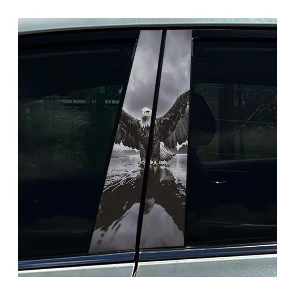 Body Parts 2PCS Soaring Bald Eagle Car B-Pillar Stickers Car Center Column Waterproof Decals(B)