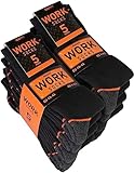 Brubaker 10 Paar Herren Arbeitssocken - Work Socken für optimalen Halt auf der Arbeit - Robuste Funktionssocken aus Baumwolle - Verstärkter Fersen und Zehenbereich - Schwarz Orange - Größe 47-50