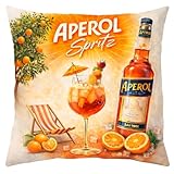 Genérico Aperol Spritz – Cojín Decorativo Aperol Spritz – Funda de Cojín Impresa Cocktail – Decoración para Salón, Sofá y Bar – Idea de Regalo – Ambiente Aperitivo