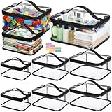 Talltalk 9 Pack 3 Sizes Toy Storage Bags with Labels, Clear PVC Reusable Board Game Storage Containers, Waterproof Toy Organizer Case with Zipper for Building Blocks, Puzzles, Stationery (Black)