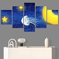 SIGNWIN 5 Panel Canvas Wall Art Modern Art Decorative Elements Fun Illustration Illustrations Kids Multicolor for Home Decorations Ready to Hang - 60