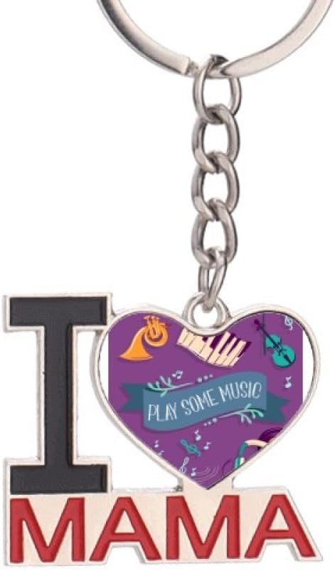 DIYthinker Electric Piano Music Headset Sounds Keychain Metal Keyring Holder Love MAMA Mother