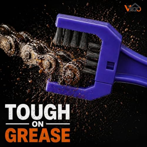 Image of Bike Chain Cleaning Brush with Chain Cleaner & Chain Lube 150ml Each + Microfiber Duster | Complete Motorcycle Chain Cleaning Kit (Set of 4, Multicolor)