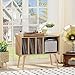 Lerliuo Record Player Stand with 4 Cabinet Holds Up to 220 Albums, Large Stand with Beech Wood Legs, Mid-Century Record Player Table,Burlywood Vinyl Holder Storage Shelf for Living Room