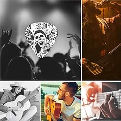 Lot de 12 médiators de guitare avec tête de mort abstraite noir pour guitare électrique, basse acoustique, cadeau avec boîte - Les Beatles, Paul McCartney, John Lennon, RIngo Starr, George Harrison Lot de 12 médiators de guitare avec tête de mort abstraite noir pour guitare électrique, basse acoustique, cadeau avec boîte – Image 7