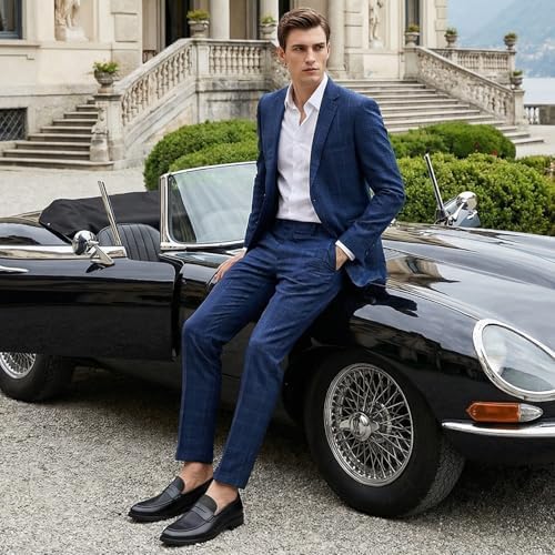 HEEZ Men's Penny Loafers, Casual Loafer Dress Shoes for Men Comfortable, Slip on Loafers for Business Formal Wedding Party Office Black