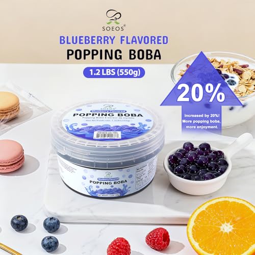 Image of Soeos Blueberry Popping Boba Pearls, 550g(1.2 lbs)