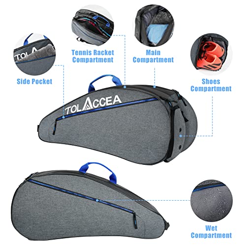 Tolaccea Tennis Bag, Large Tennis Backpack For Men And Women, Tennis Racket Bag Holds 6 Rackets With Shoe Compartment #TOP2