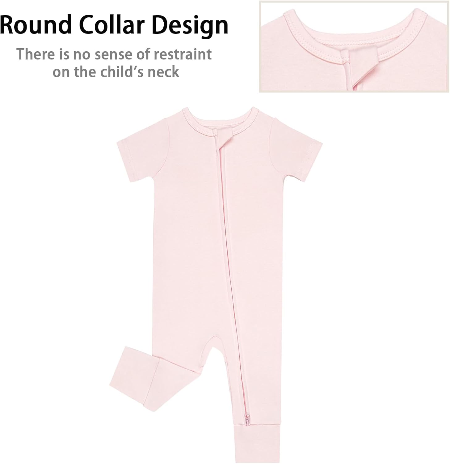 GUISBY Footless Short Sleeve Baby Pajamas with Zipper Cotton Infant Sleepwear - Image 3