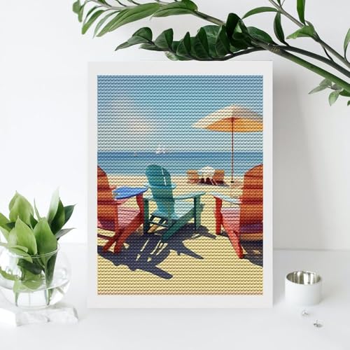 Peinture diamant bricolage kit complet loisir creatif paysage plage
