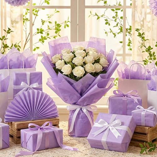 Image of Bobobag 100 Sheets Lavender Purple Tissue Paper 20 inchX14 inch Tissue Paper for Gift Bags, Gift Wrapping Tissue, Christmas Tissue Paper Anniversary Holiday Decoration Arts Craft