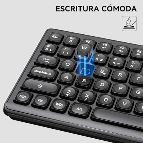 Miniatura 7 de Pinkcat Teclado Y Raton Inalámbrico,Botones Silenciosos, Español Qwerty,Tamaño Completo Con Teclado Numérico,Ratón Y Teclado Inalámbrico De 2.4 Ghz Per Windows,Mac,Pc,Ordenador Portátil Negro