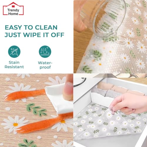 Image of Trendy Home Anti-Slip Mat 45 cm x 3 m for Drawers, Fridge & Shelf Liners | Printed Design, Non-Slip, Food Grade EVA, Washable Kitchen Mat, Leaf Whisper