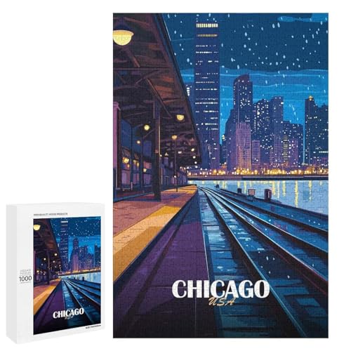 Puzzle 1000 pieces Chicago de nuit pour adulte et adolescent
