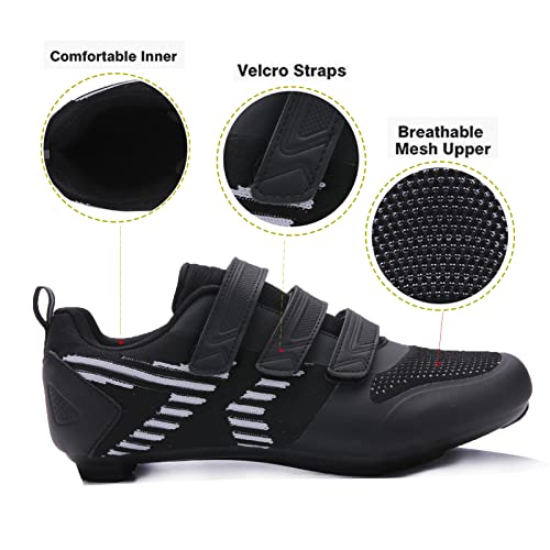 Image of Unisex Road Bike Cycling Shoes Compatible with Peloton Shimano SPD Bike Riding Shoes for Men Women, 3 Straps, Pre-Installed Delta Cleats for Indoor Outdoor Cycling Biking
