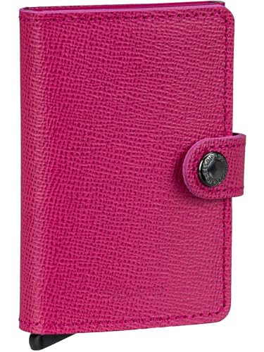 SECRID Miniwallet Crisple Fuchsia Leather Wallet - RFID Protected, Unisex, Minimalist Style, High Denier, 3 Compartments, 10 Card Slots, 72g, 102x21mm, For Adults