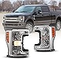 I1MOTOR Headlights Assembly Pair Compatible with [2017 2018 2019 FORD F-250 350 450] SUPER DUTY Headlight (Chromed/Amber Reflector/Clear Lens) Driver and Passenger Side
