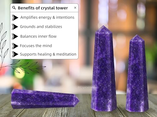 Image of Crystal Heaven Certified Lepidolite Crystal Tower Obelisk Point For Chakra, Healing And Balancing - Aaa Grade Original Certified Gemstone Agate For Reiki Meditation Yoga Spiritual (3-4 Inches)