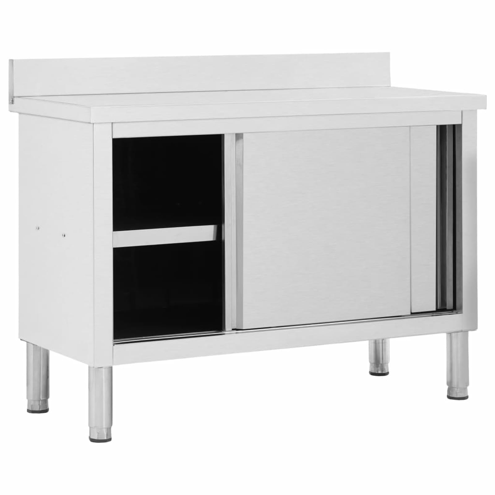 GuyAna Banco da Lavoro con Ante Scorrevoli 120x50x(95-97) cm in Acciaio,Banco da Lavoro,Banco da Lavoro Officina/Cucina,Armadi per Utensili