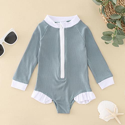 KAGAYD Baby Toddler Boys Girls Zipper Rash Guard Swimsuit 1-Pieces Beach Swimwear Bathing Suits for Child2