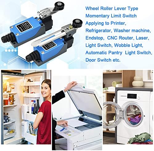 OTTYMO 2 Pcs Limit Switches ME-8108 Adjustable Momentary Limit Switch ME-8104 Adjustable Roller Lever Arm Limit Switch Rotary Adjustable Lever Arm with Roller Fit for NC-NO CNC Mill Router