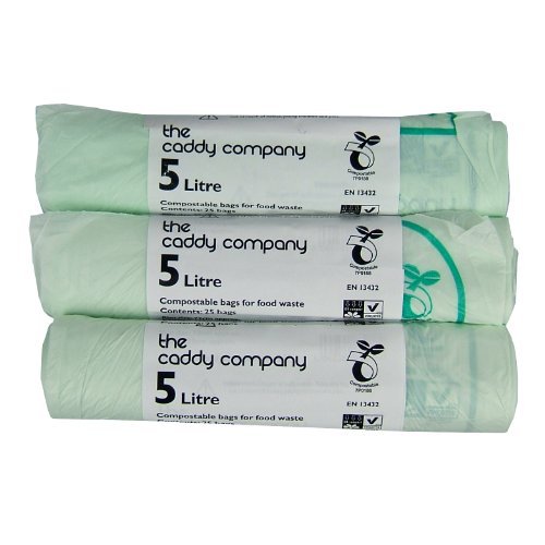 The Caddy Company Bolsas de Basura compostables de 5 litros, 75 Bolsas