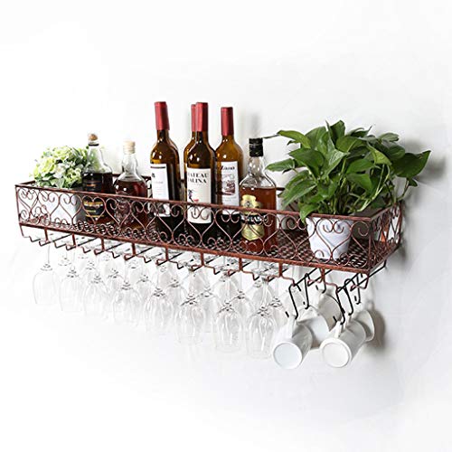 Casier à vin mural en métal marron et support verres pour déco cuisine - 2