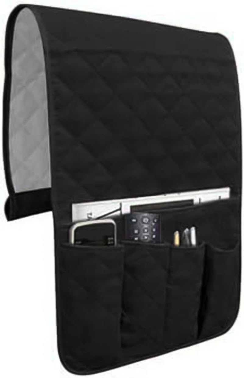 ZQINGQING Sofa Arm Tray Recliner Remote Control Pouch Armchair Storage Magazine Organizer Couch Caddy(Black)