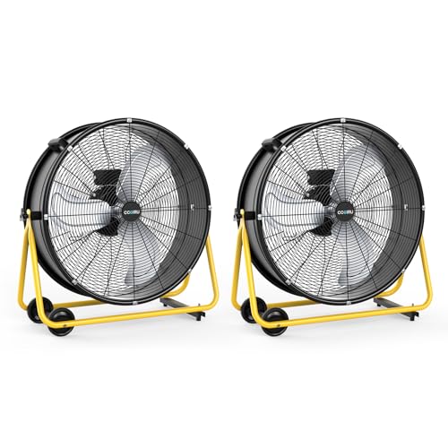 CCGIRU 24 Inches High Velocity Drum Fan, Heavy Duty Industrial Fan with UL Certification, 3 Speed, 8500 CFM, 360°Adjustable Tilting, Suitable for Garages, Store, Warehouses and Patio, 2 Pack