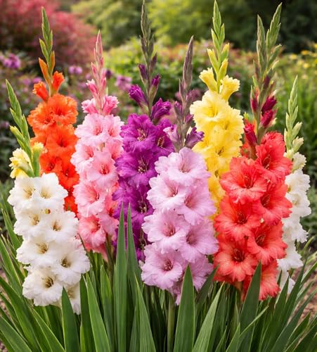 Premium Gladiolus Bulbs for Planting Large Flowering Mixed Colors Summer Blooming Sword Lily Corms Tall Cut Flower Garden Variety (6 Bulbs)