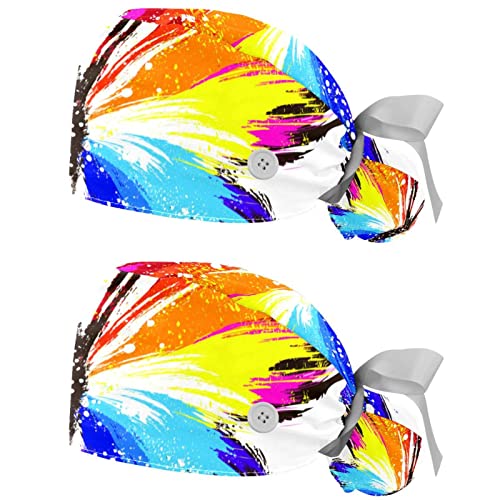 Chapeau de travail respirant JDEZ en lot de 2 casquettes bouffantes papillon arc-en-ciel
