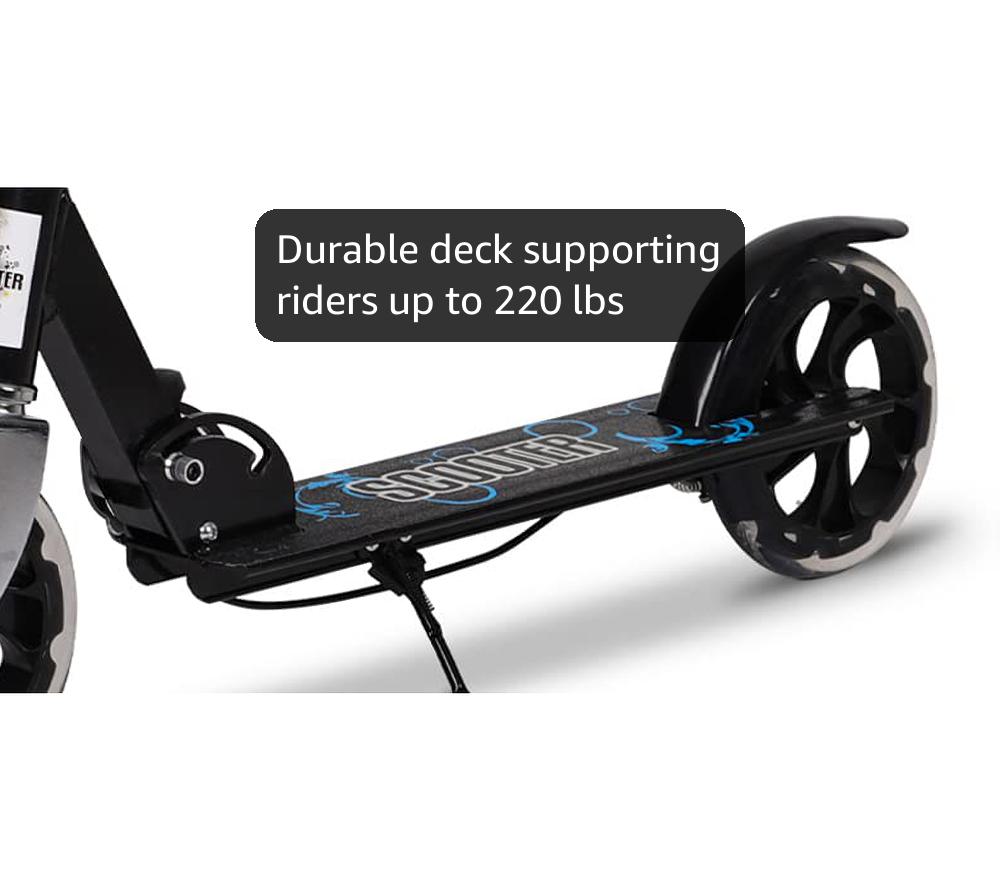 Kick Scooter, 2-Wheel Foldable Adult Scooter with Adjustable Handlebar, Big Wheels ABEC-7 Bearings for Boys & Girls Ages 8-12+