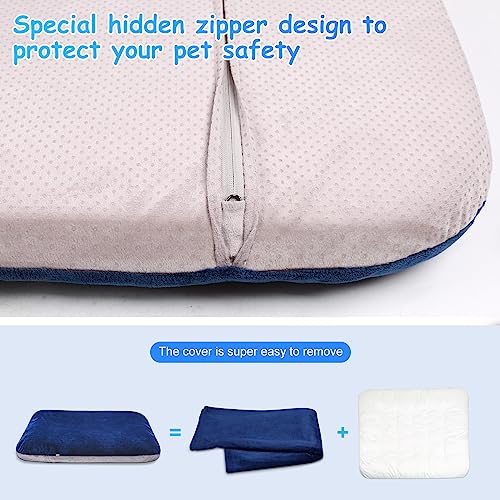 Image of Magic Dog Super Soft Extra Large Dog Bed Jumbo Pet Beds Orthopedic 47 Inches Washable Fabric Anti Slip Bottom Dog Sleeping Mattress With Removable Cover, Blue Xl