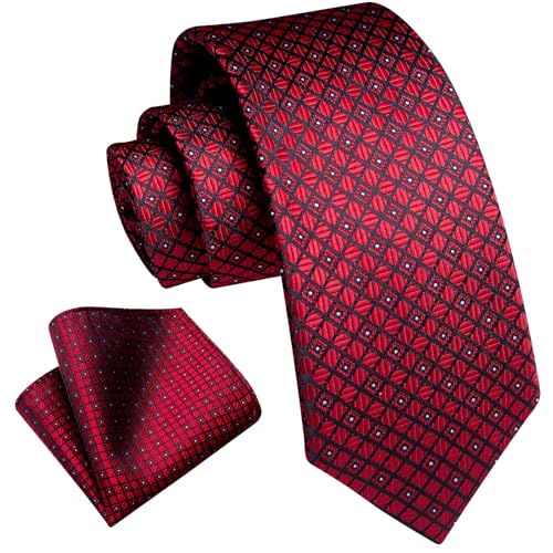 DiBanGu Boys Ties Silk Self-Tied Neckties and Pocket Square Set Kids Ties for Age 8-12 Wedding Party School Uniforms Wine Red
