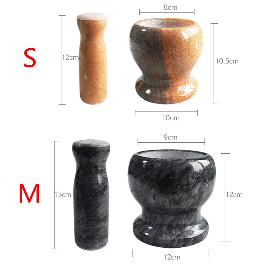 Petit Ensemble De Mortier en Granit en Marbre Et À Pilot,Bol De Moulin À Main De Mortier À Main pour Guacamole, Salades, Broyeur d'herbe, Broyer Et Écraser Les Épice Yellow-S